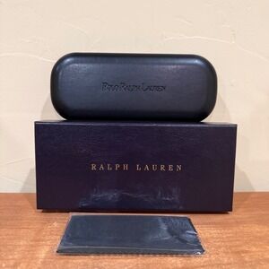 NEW Polo Ralph Lauren Black Clamshell Sunglass Case, Box with Cleaning Cloth